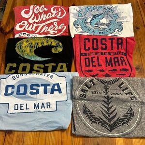 Lot of 5 Costa and 1 Salt Life XL short sleeve T’s